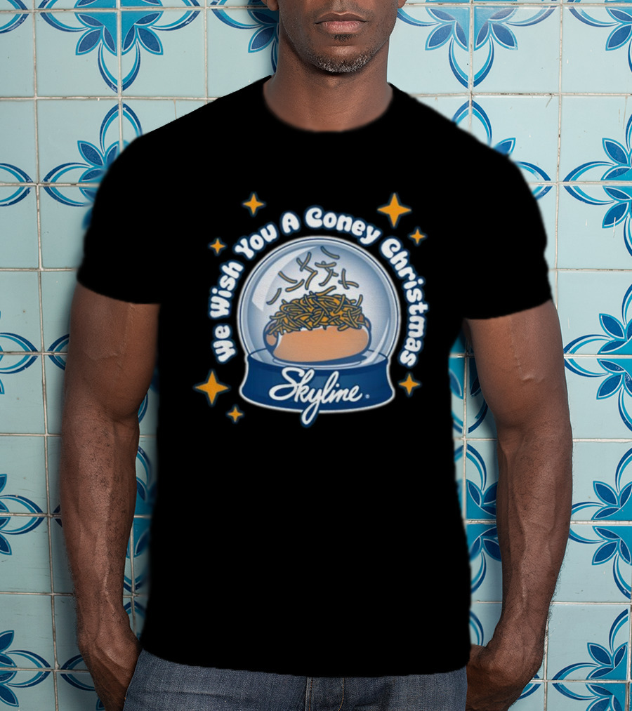 We Wish You A Coney Christmas Snow Globe Skyline Chili T-Shirt