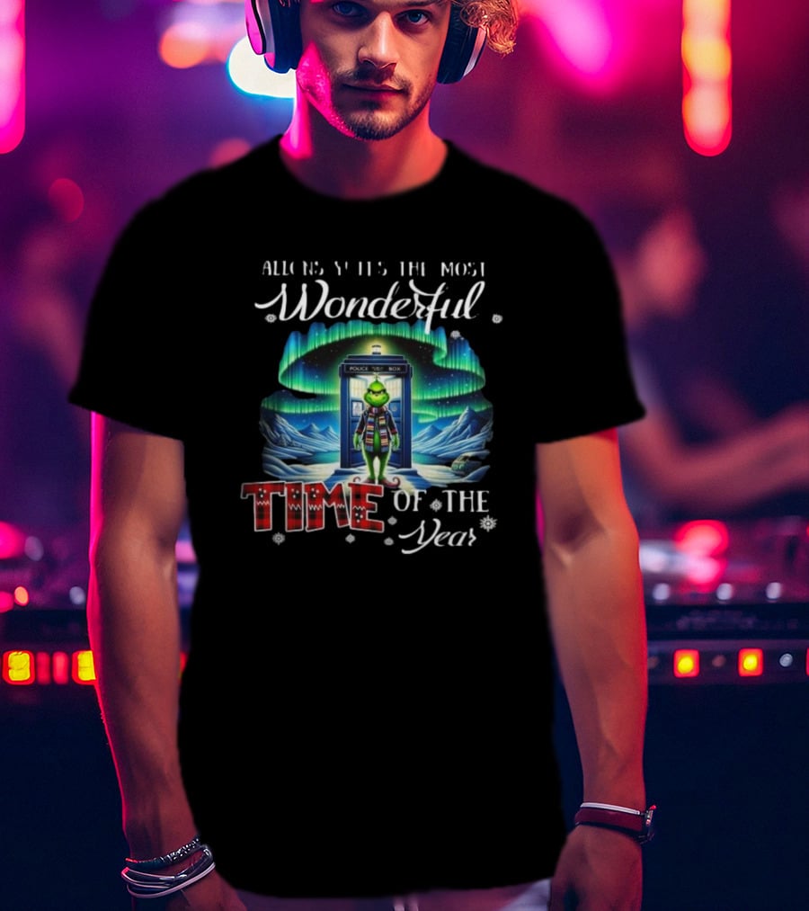 Allons-Y It’s The Most Wonderful Time Of The Year Grinch Police Box T-Shirt