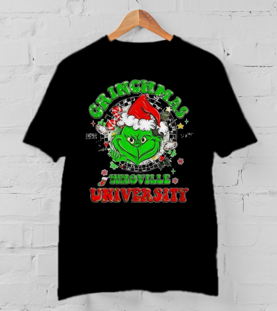 Grinchmas Whoville University Est 1957 Merry Christmas Grinch T-Shirt