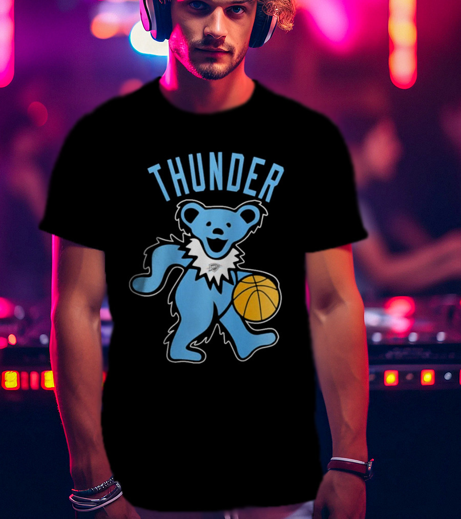 Oklahoma City Thunder Grateful Dead Dancing Bear Basketball T-Shirt