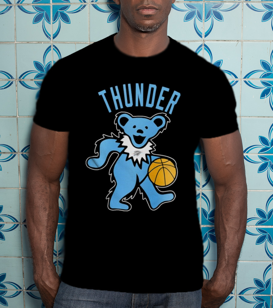 Oklahoma City Thunder Grateful Dead Dancing Bear Basketball T-Shirt