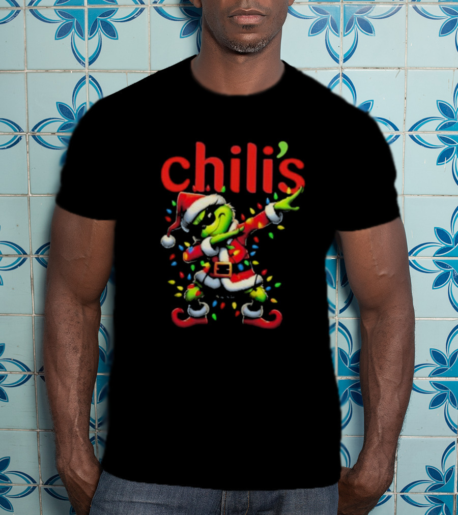 Chili's Santa Grinch Dabbing Merry Christmas T-Shirt