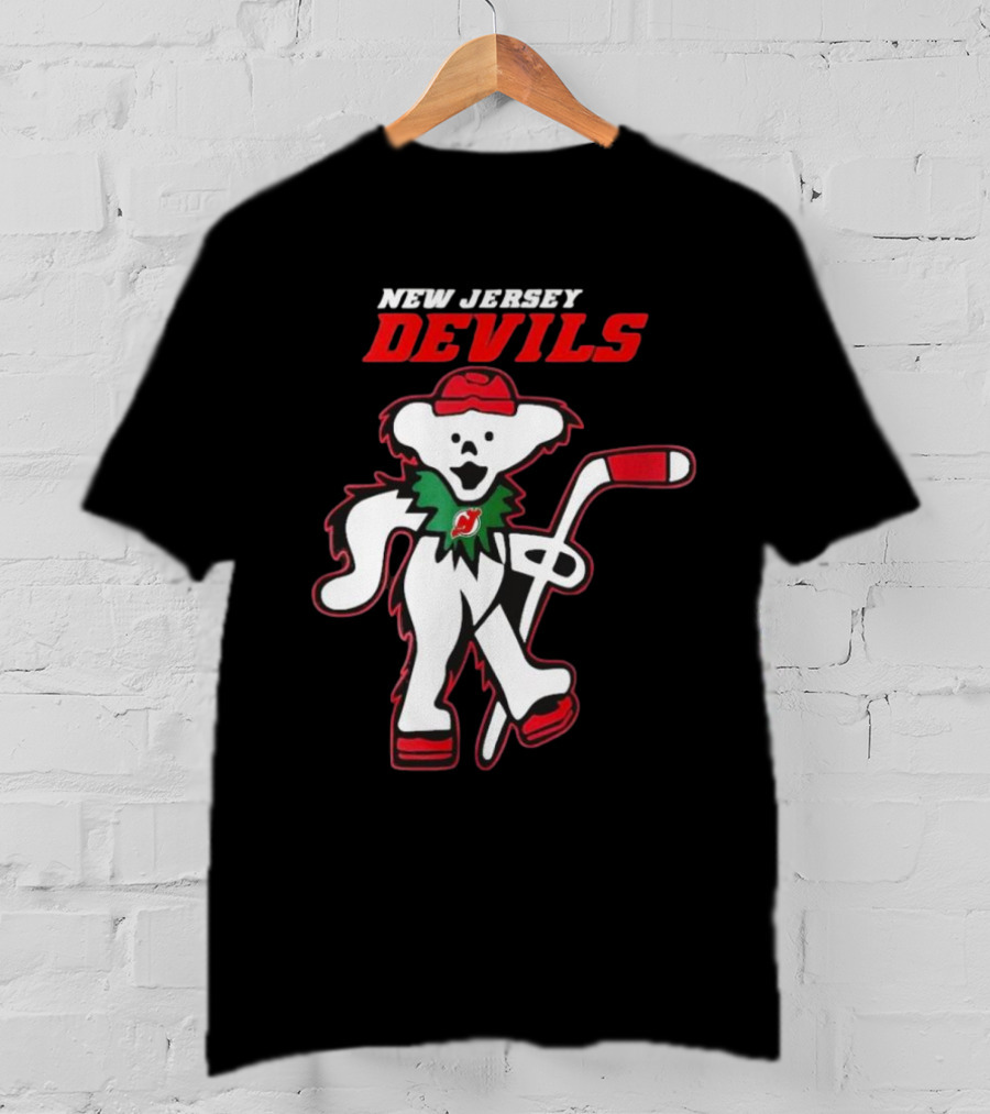New Jersey Devils Hockey Grateful Dead Bear T-Shirt