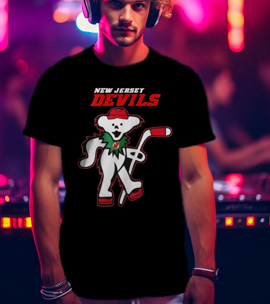 New Jersey Devils Hockey Grateful Dead Bear T-Shirt