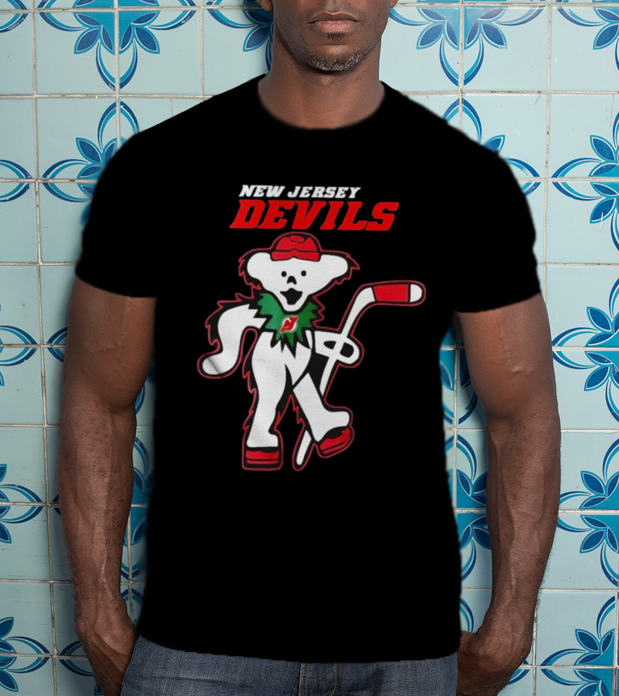 New Jersey Devils Hockey Grateful Dead Bear T-Shirt