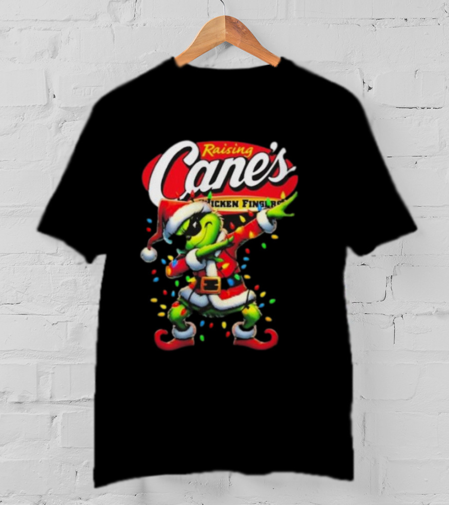 Grinch Santa Dabbing Raising Cane’s Chicken Fingers Christmas T-Shirt