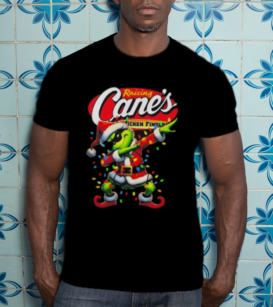 Grinch Santa Dabbing Raising Cane’s Chicken Fingers Christmas T-Shirt