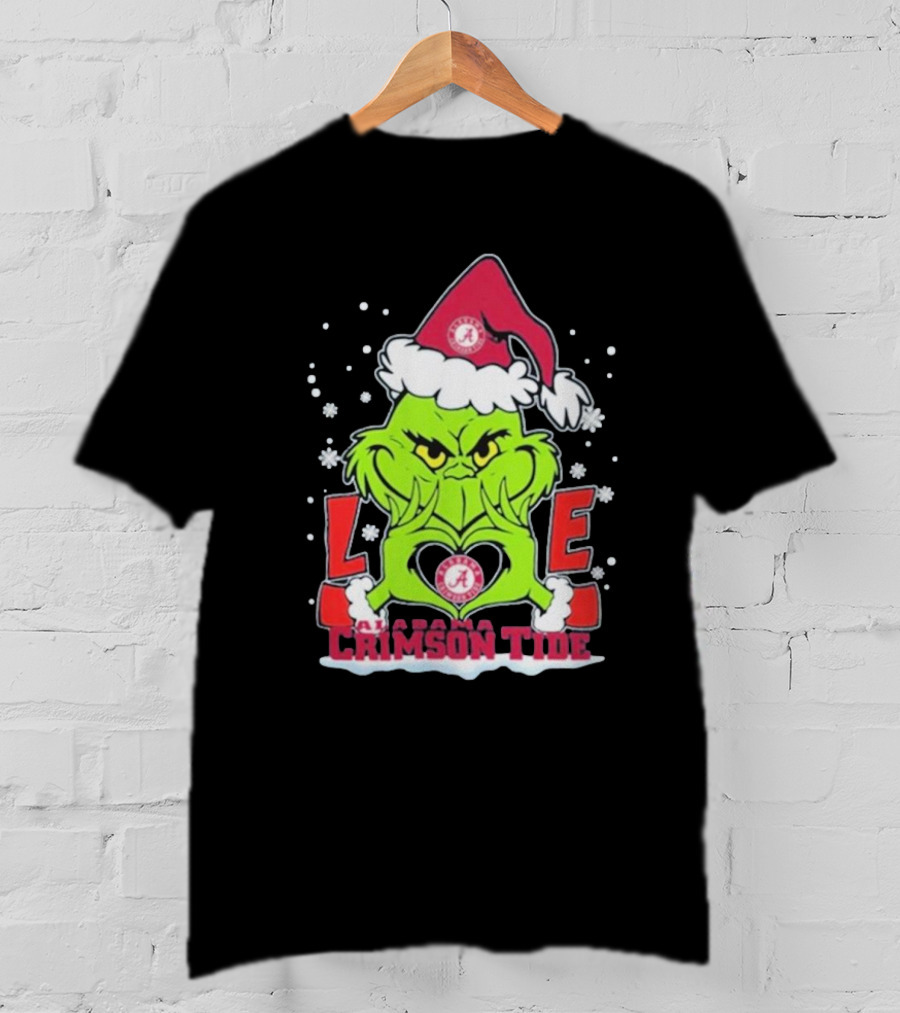 The Grinch Love Crimson Tide Alabama Football Christmas T-Shirt