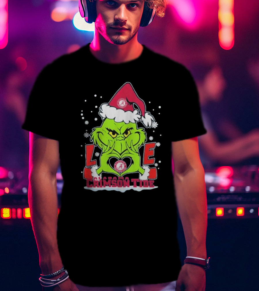 The Grinch Love Crimson Tide Alabama Football Christmas T-Shirt