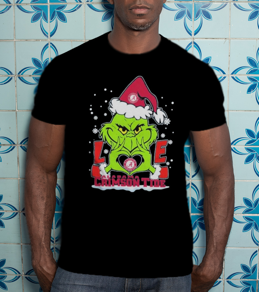 The Grinch Love Crimson Tide Alabama Football Christmas T-Shirt