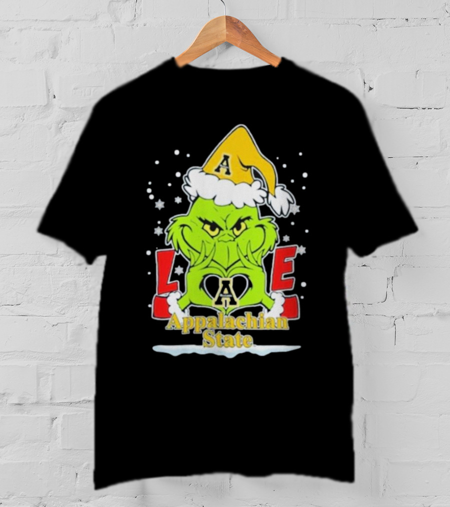The Grinch Love Appalachian State Christmas Football T-Shirt