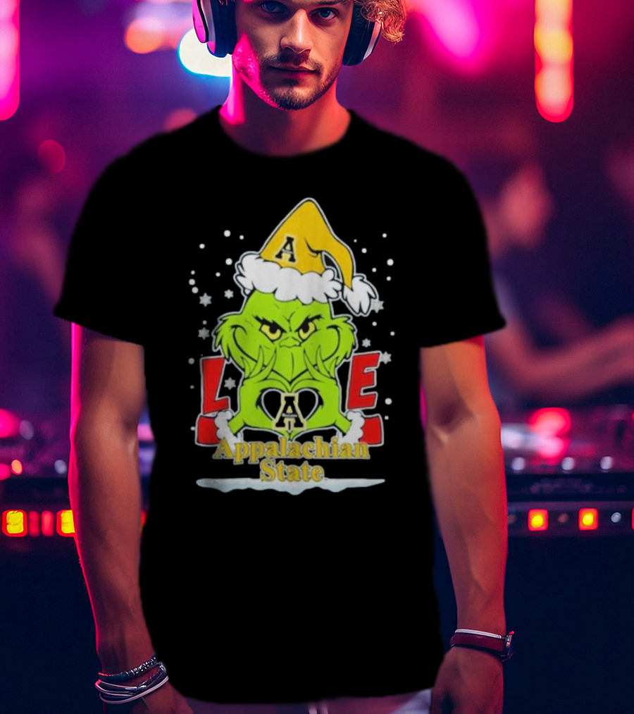 The Grinch Love Appalachian State Christmas Football T-Shirt