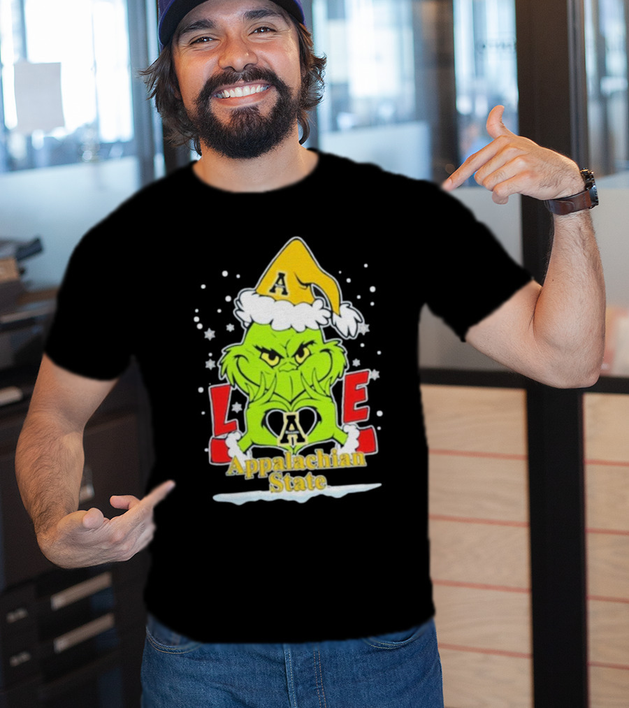 The Grinch Love Appalachian State Christmas Football T-Shirt