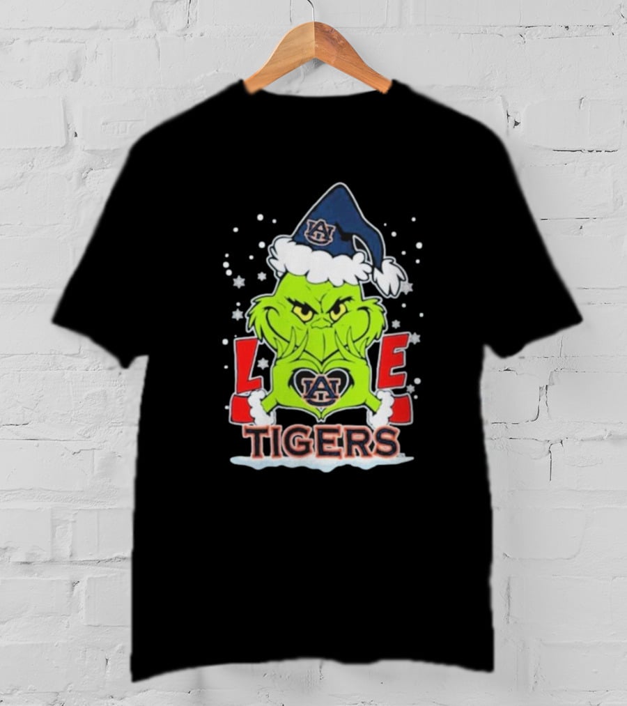 The Grinch Love Auburn Tigers Christmas Football T-Shirt