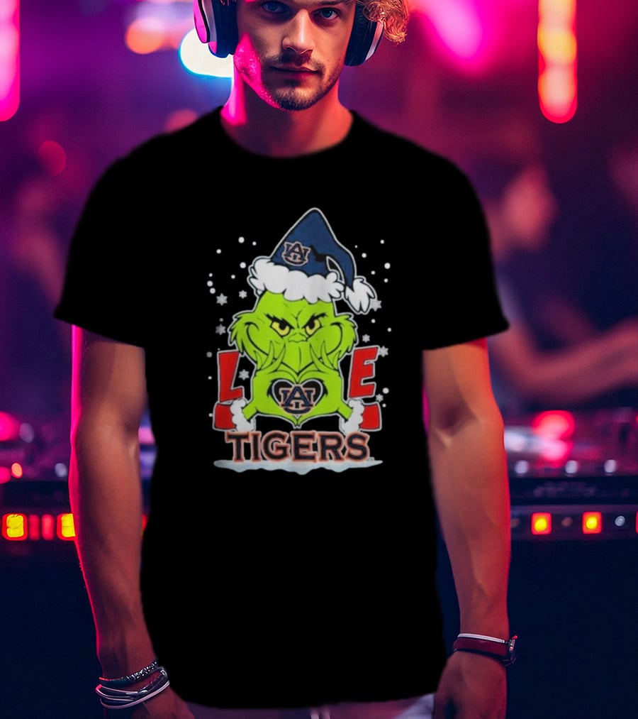 The Grinch Love Auburn Tigers Christmas Football T-Shirt