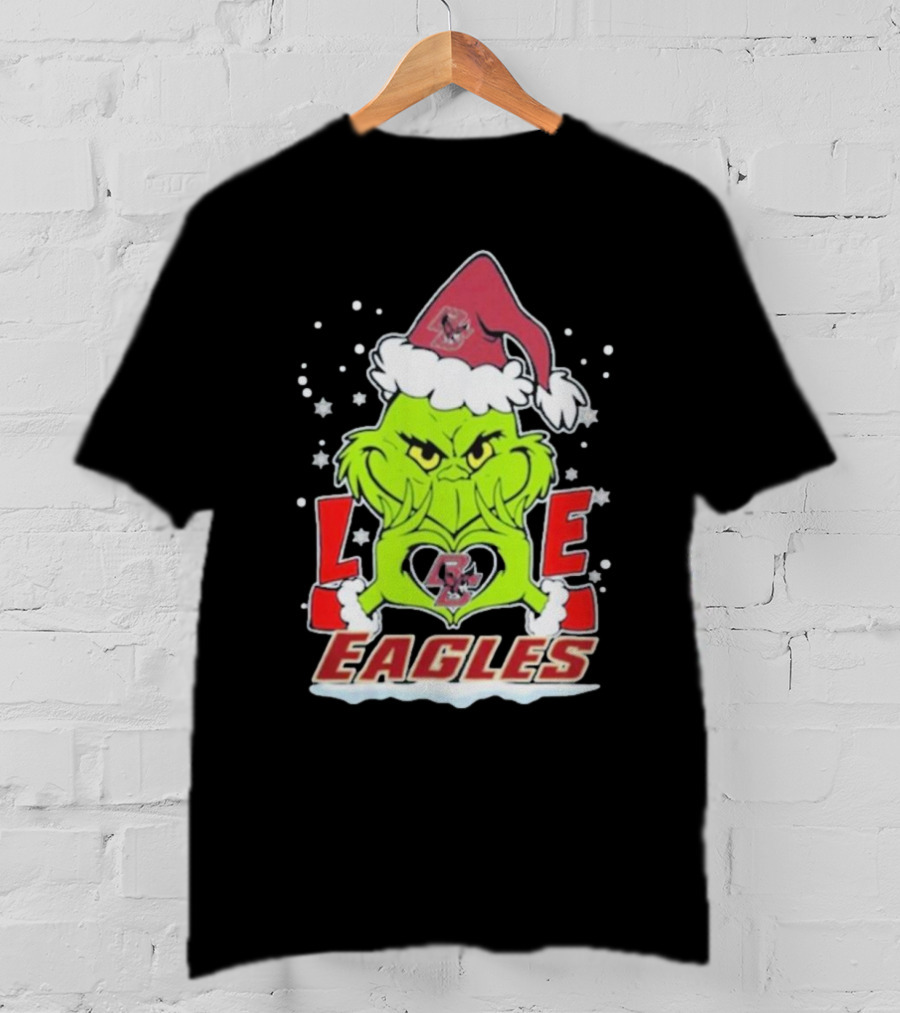The Grinch Love Boston College Eagles Christmas Football T-Shirt