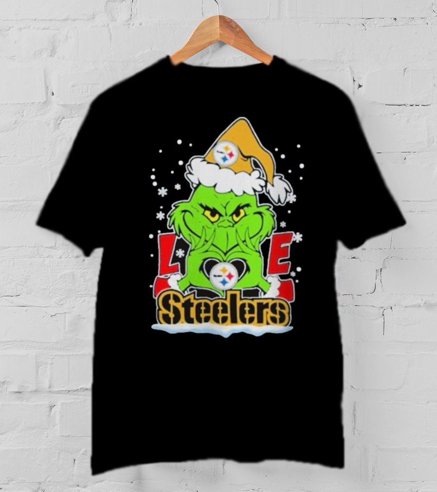 The Grinch Love Steelers Football Christmas T-Shirt