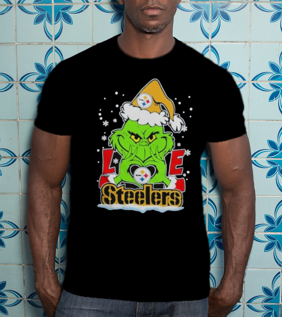 The Grinch Love Steelers Football Christmas T-Shirt