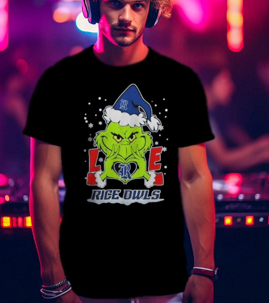 The Grinch Love Rice Owls Christmas Football T-Shirt