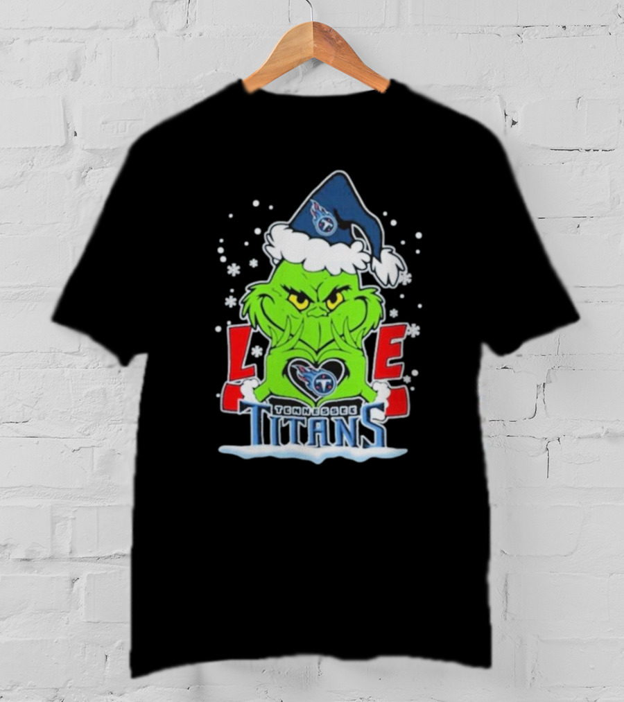 Grinch Love Tennessee Titans Football Christmas T-Shirt
