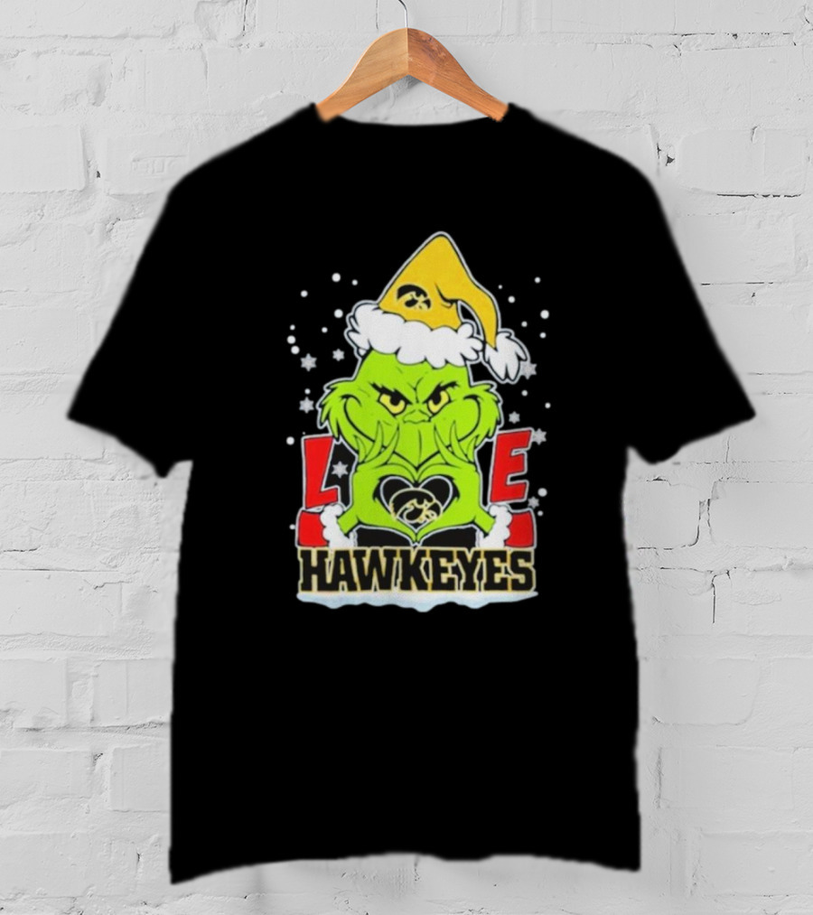 Grinch Love Hawkeyes Christmas Iowa Hawkeyes Football T-Shirt