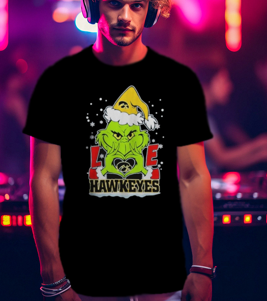 Grinch Love Hawkeyes Christmas Iowa Hawkeyes Football T-Shirt