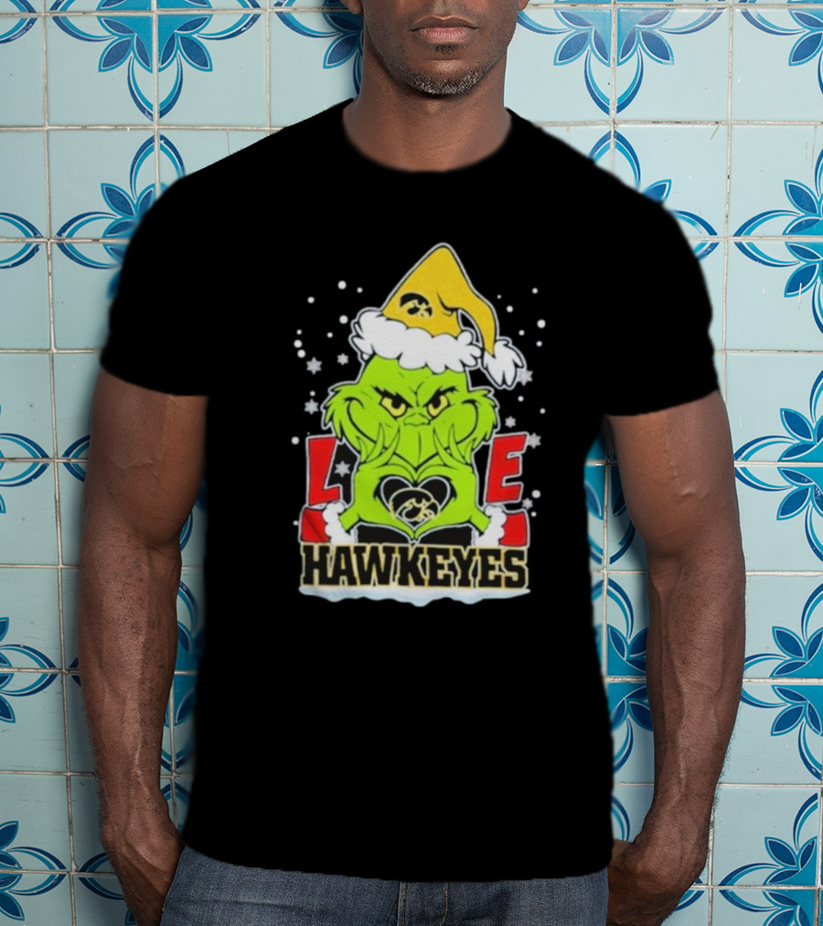 Grinch Love Hawkeyes Christmas Iowa Hawkeyes Football T-Shirt