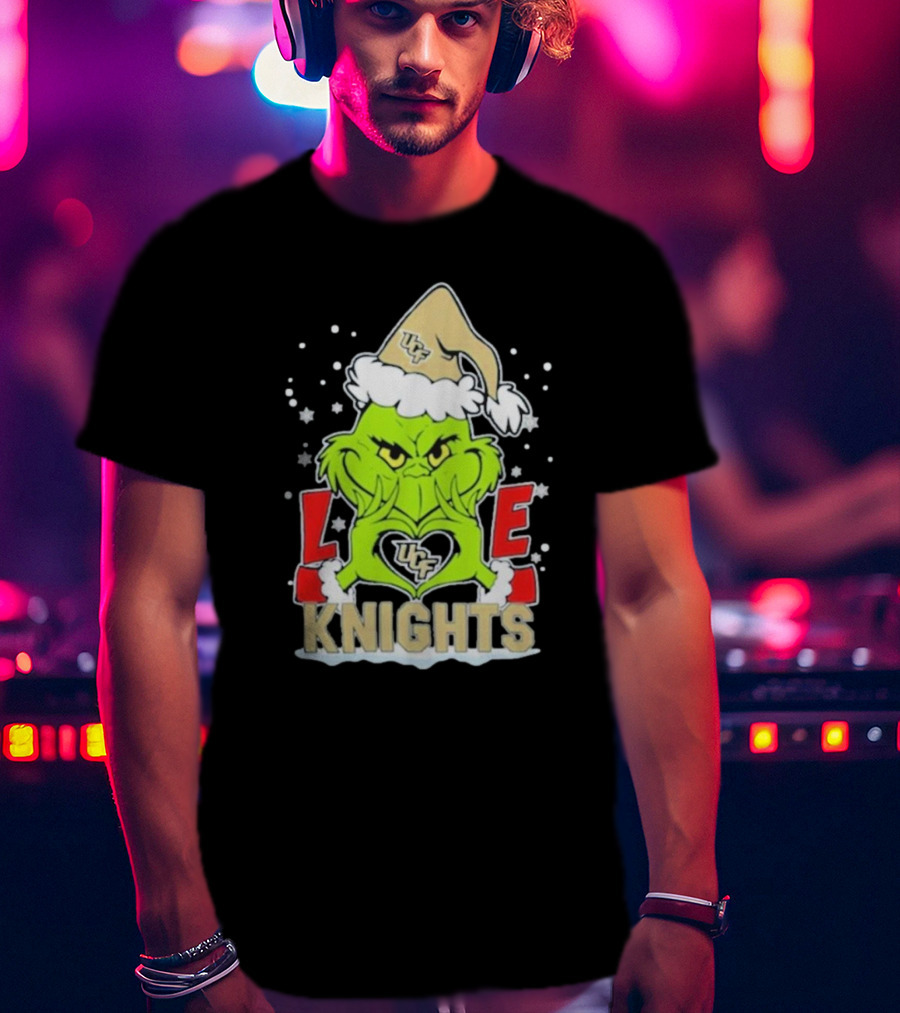 Grinch Love UCF Knights Christmas Football T-Shirt