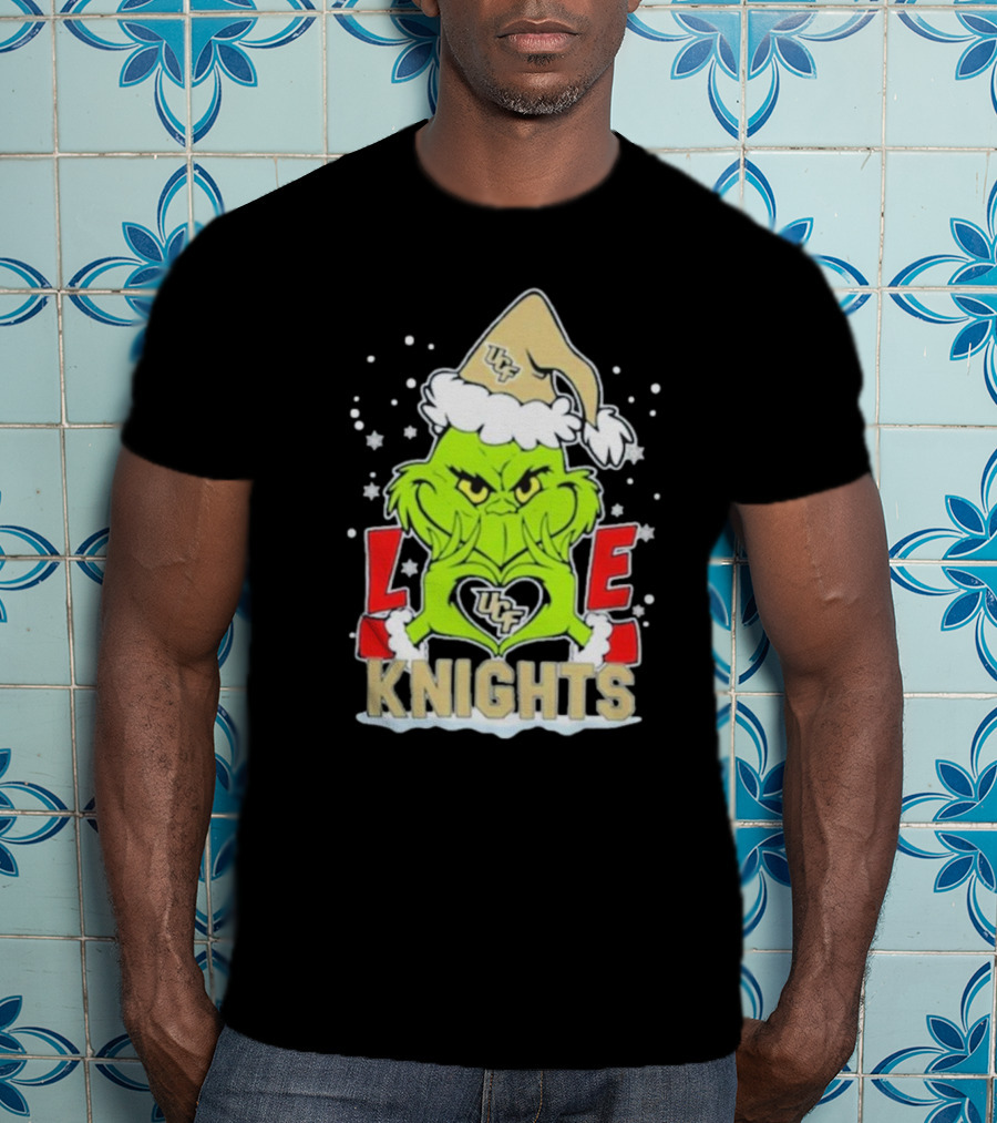 Grinch Love UCF Knights Christmas Football T-Shirt