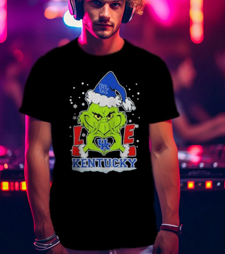Grinch Love Kentucky Wildcats Football Christmas T-Shirt