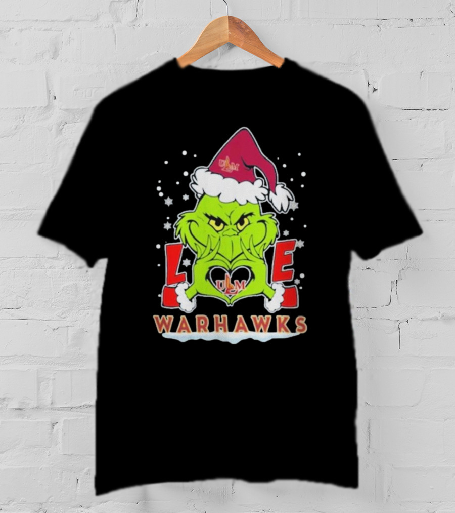 ULM Warhawks Football Grinch Love Christmas T-Shirt