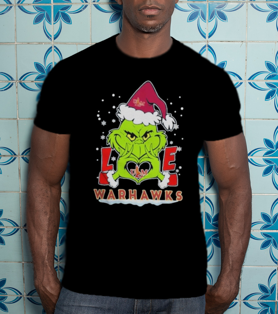 ULM Warhawks Football Grinch Love Christmas T-Shirt