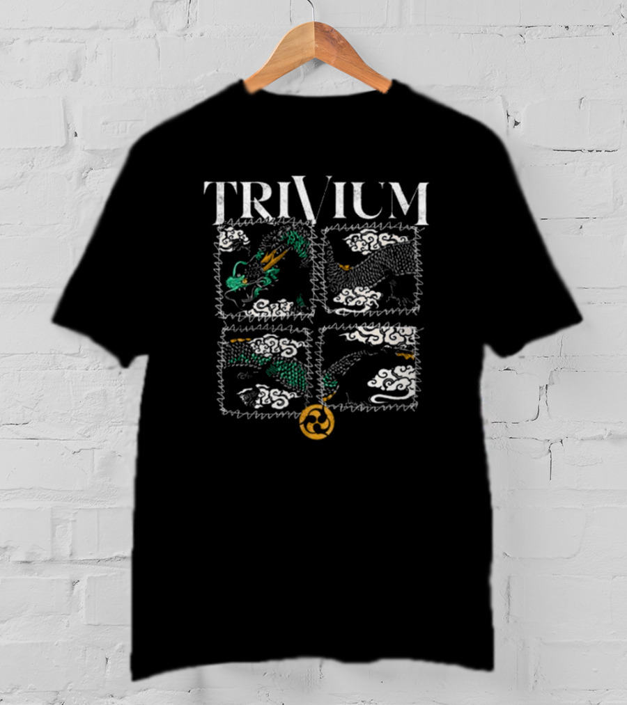Trivium Dragon Cloud Patchwork With Spiraling T-Shirt