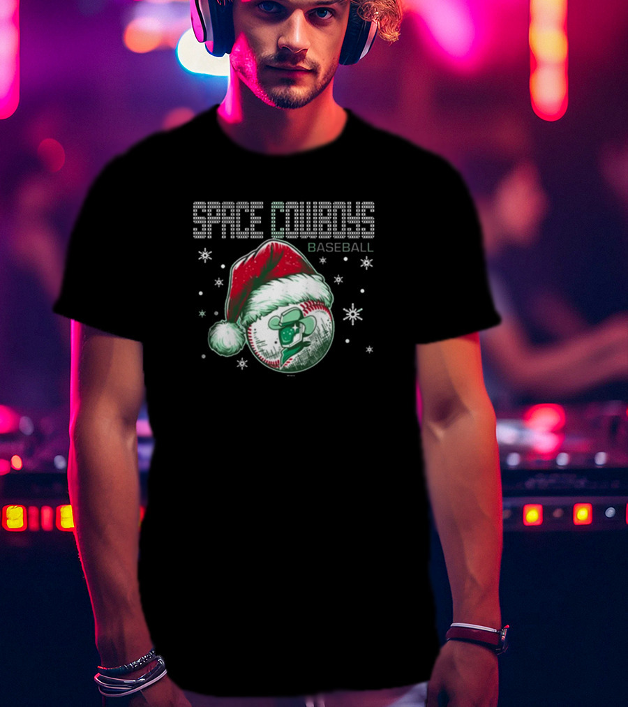 Space Cowboys Baseball Santa Hat Christmas Sweater T-Shirt