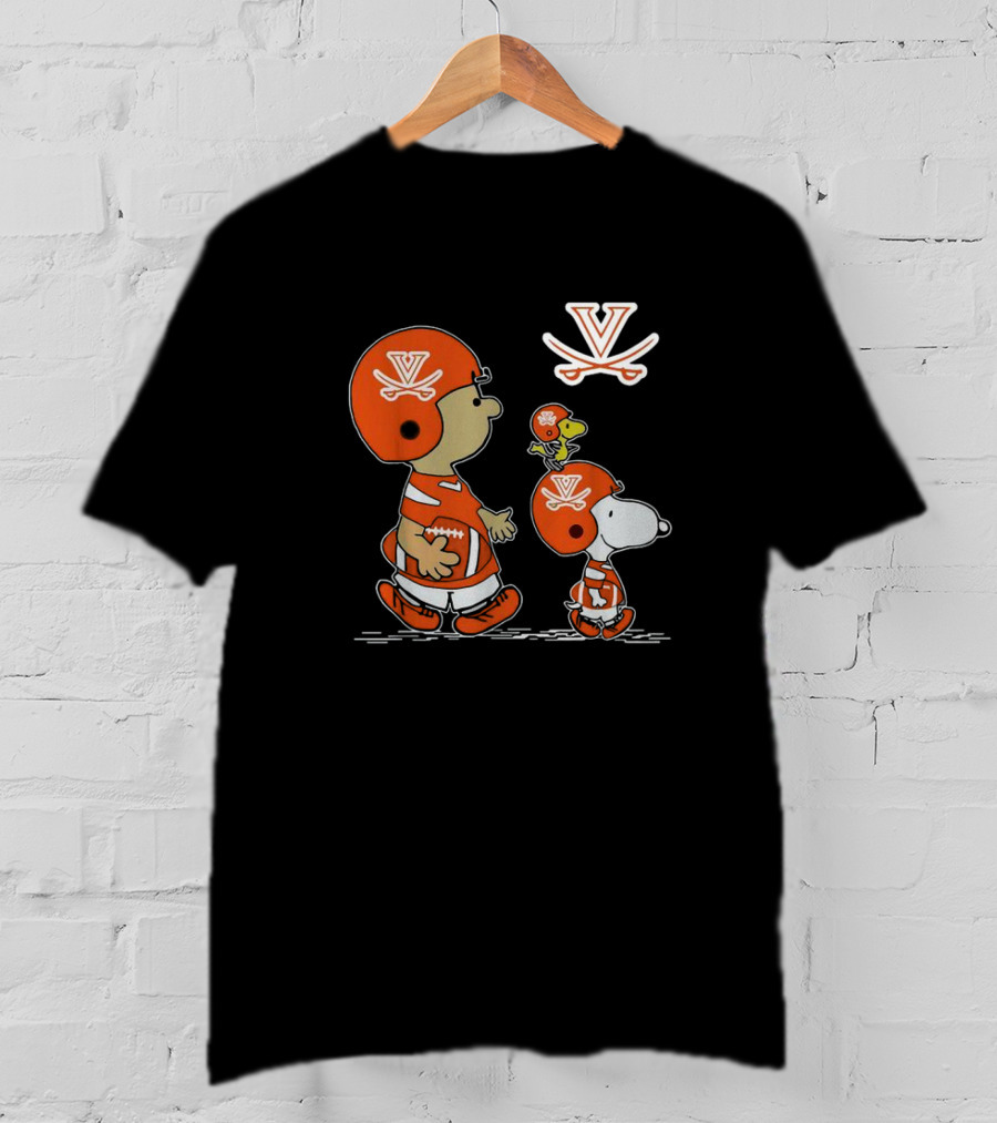 Charlie Brown Snoopy Woodstock Virginia Cavaliers Football T-Shirt
