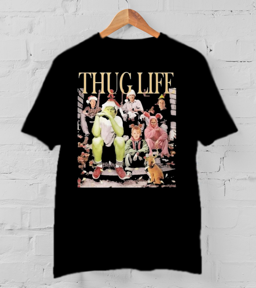 THUG LIFE Merry Christmas Grinch And Holiday Movie Icons T-Shirt