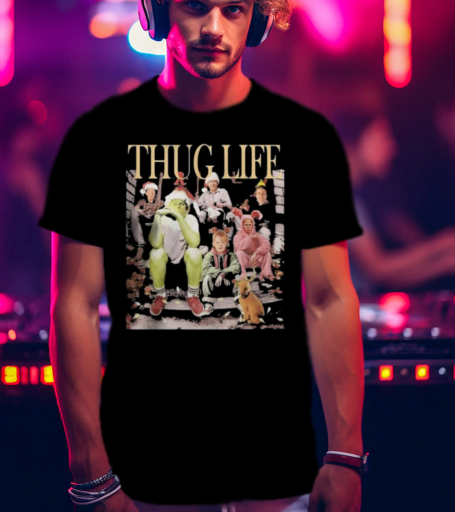 THUG LIFE Merry Christmas Grinch And Holiday Movie Icons T-Shirt