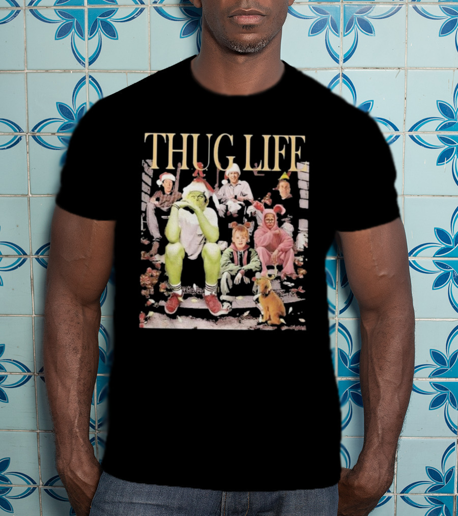 THUG LIFE Merry Christmas Grinch And Holiday Movie Icons T-Shirt