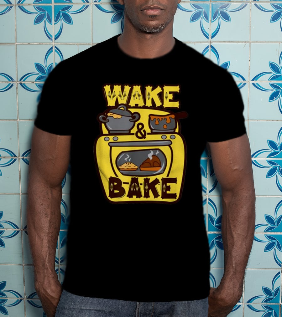 Wake Bake Thanksgiving Turkey Feast Meal Dinner Chef Funny Cooking T-Shirt