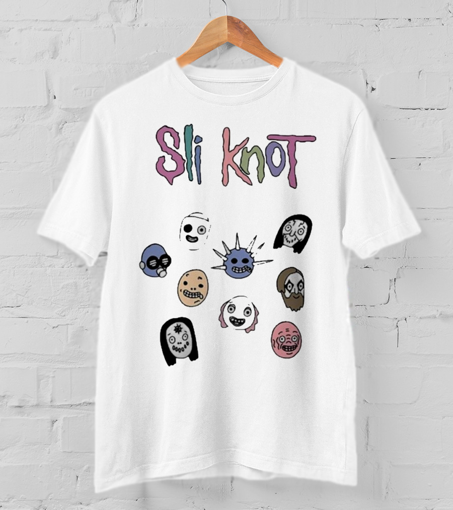 Sli Knot Cartoon Faces Collection From Custer T-Shirt