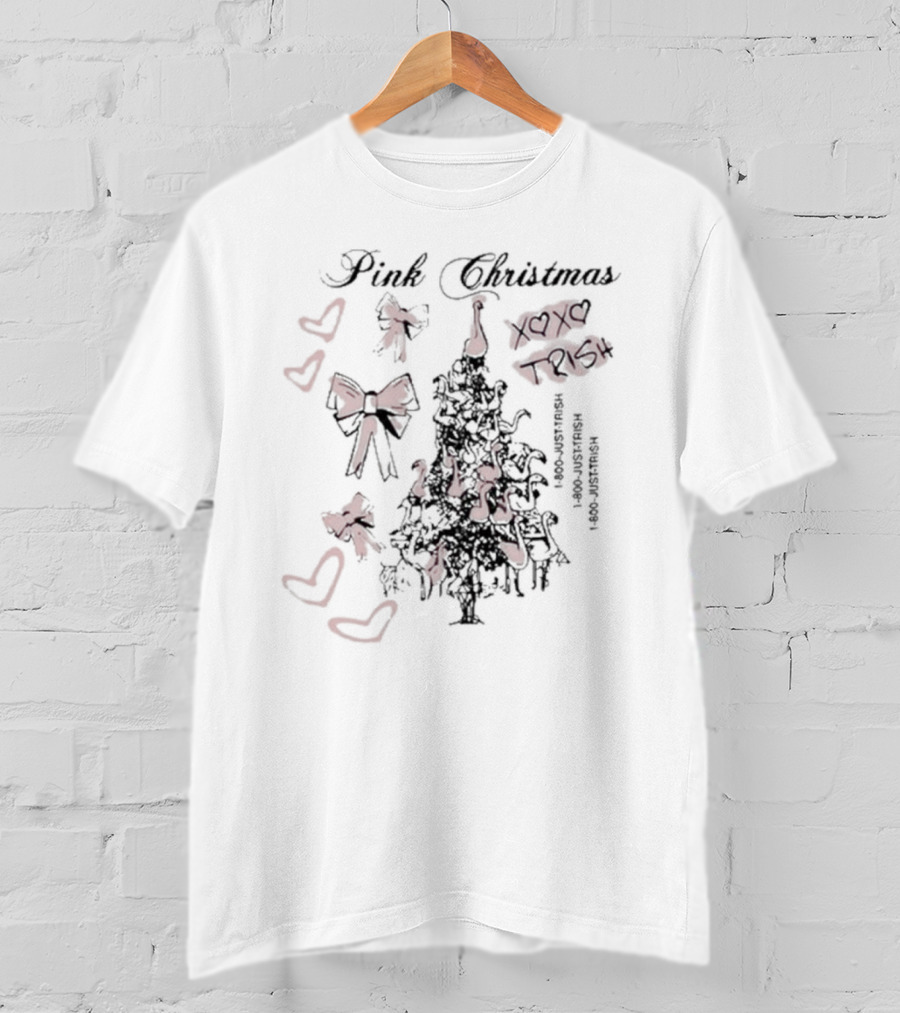 Pink Christmas Xoxo Trish Bows Hearts Just Trish 1-800-Justtrish 1-800-Justtrish T-Shirt