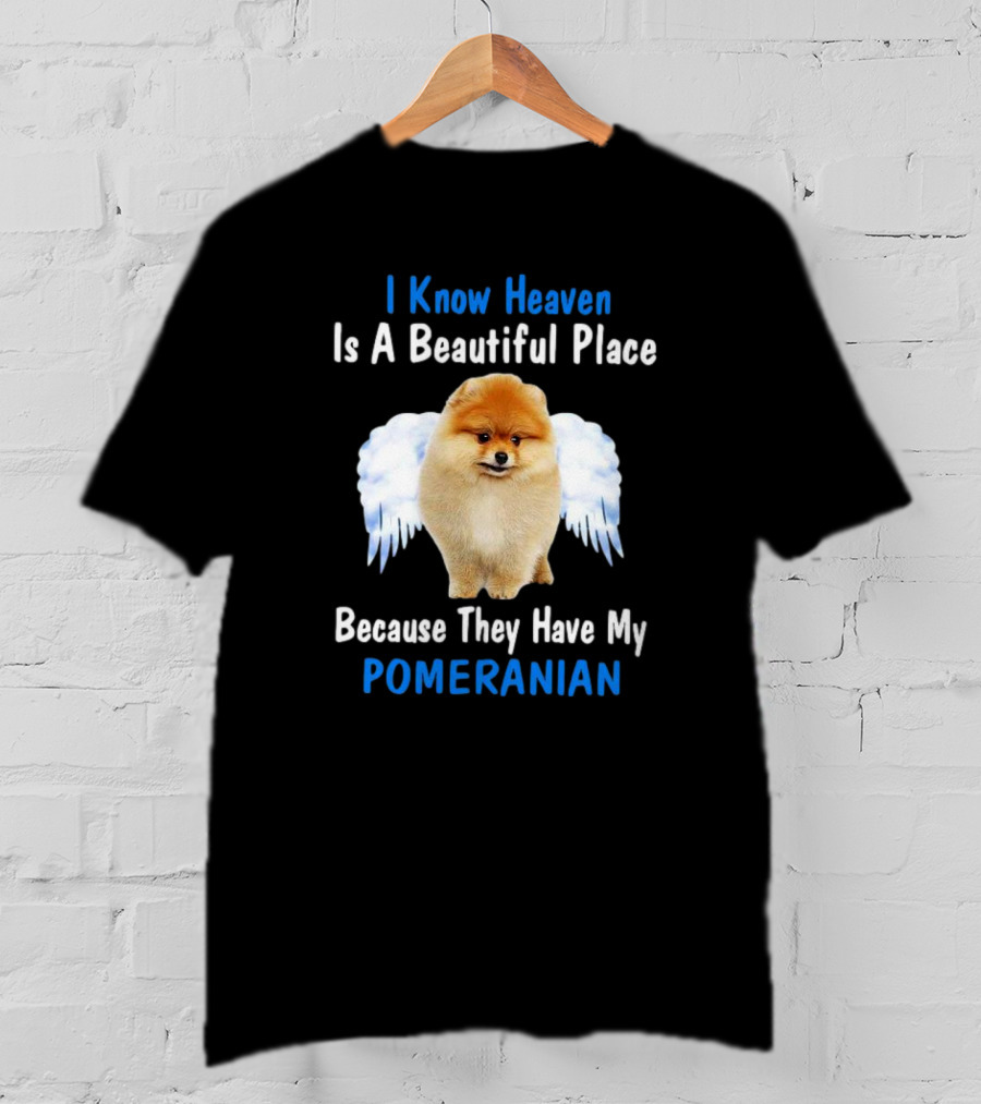 I Know Heaven Is A Beautiful Place Because They Have My Pomeranian Angel Wings T-Shirt
