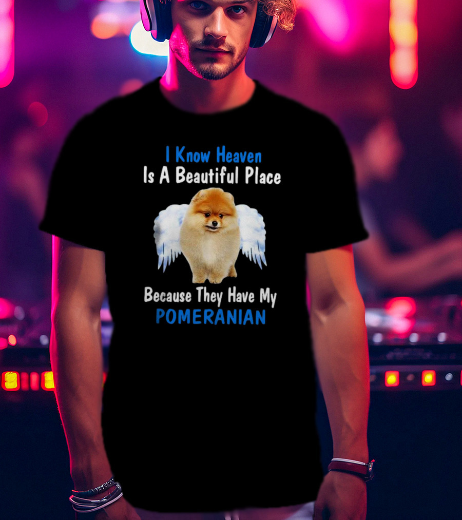 I Know Heaven Is A Beautiful Place Because They Have My Pomeranian Angel Wings T-Shirt