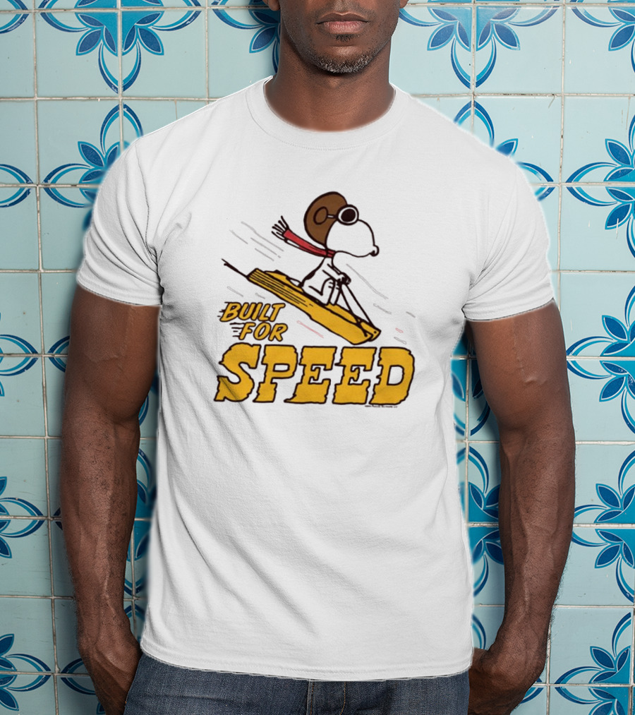 Peanuts Snoopy Built For Speed Skiing Adventure T-Shirt