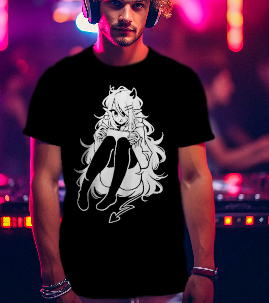Meg Maybe Idk Anime Demon Girl Sitting With Heart Tail T-Shirt