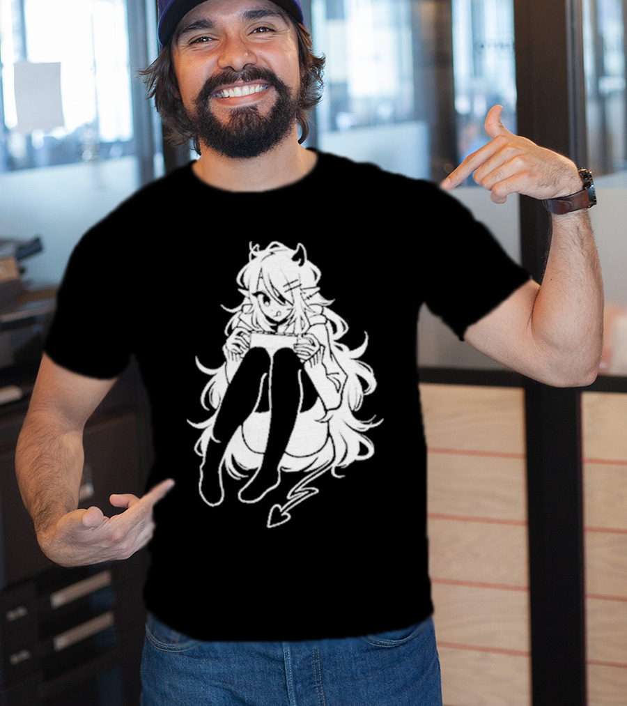 Meg Maybe Idk Anime Demon Girl Sitting With Heart Tail T-Shirt