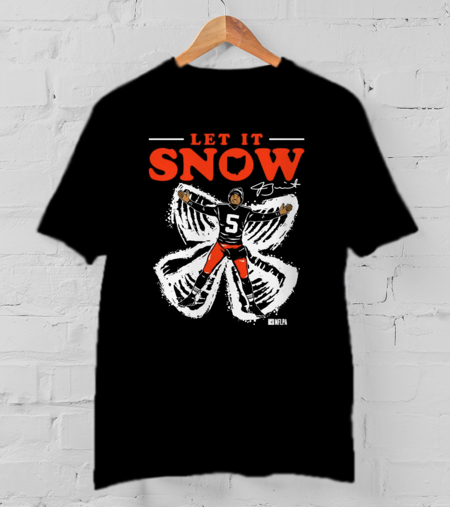 Let It Snow NFLPA Signature Snow Angel Number 5 T-Shirt