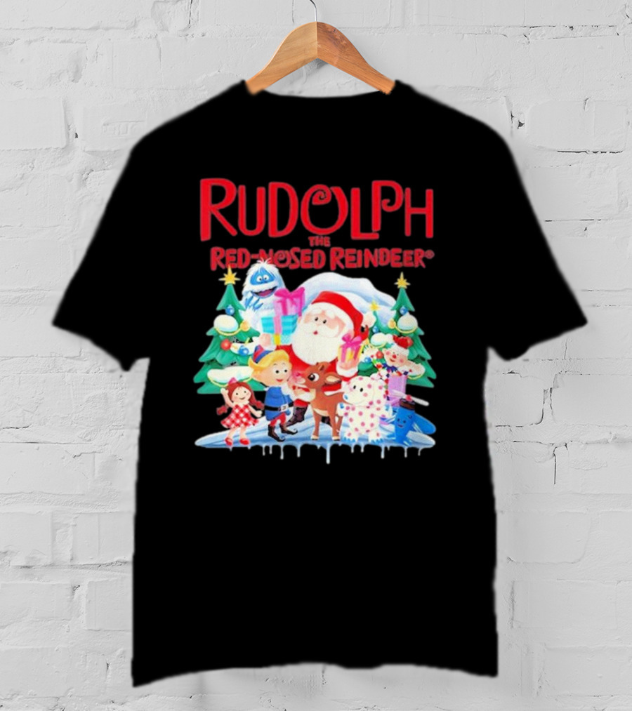 Rudolph The Red-Nosed Reindeer Christmas Santa And Friends Scene T-Shirt