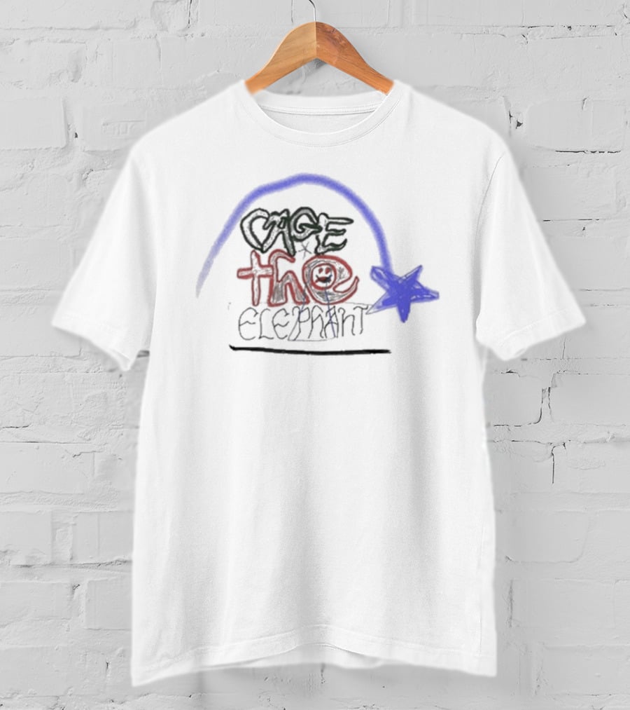 Cage The Elephant Doodle Star Blue Arch Smiley Face T-Shirt