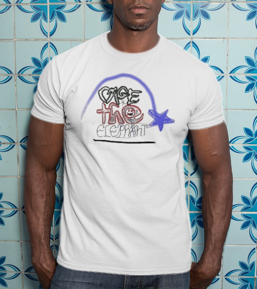 Cage The Elephant Doodle Star Blue Arch Smiley Face T-Shirt